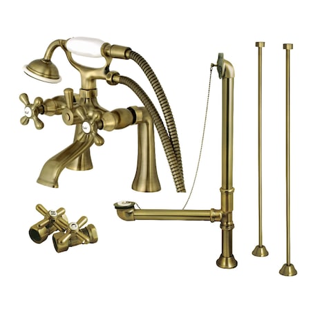 Clawfoot Tub Faucet Packages, Antique Brass, Deck Mount